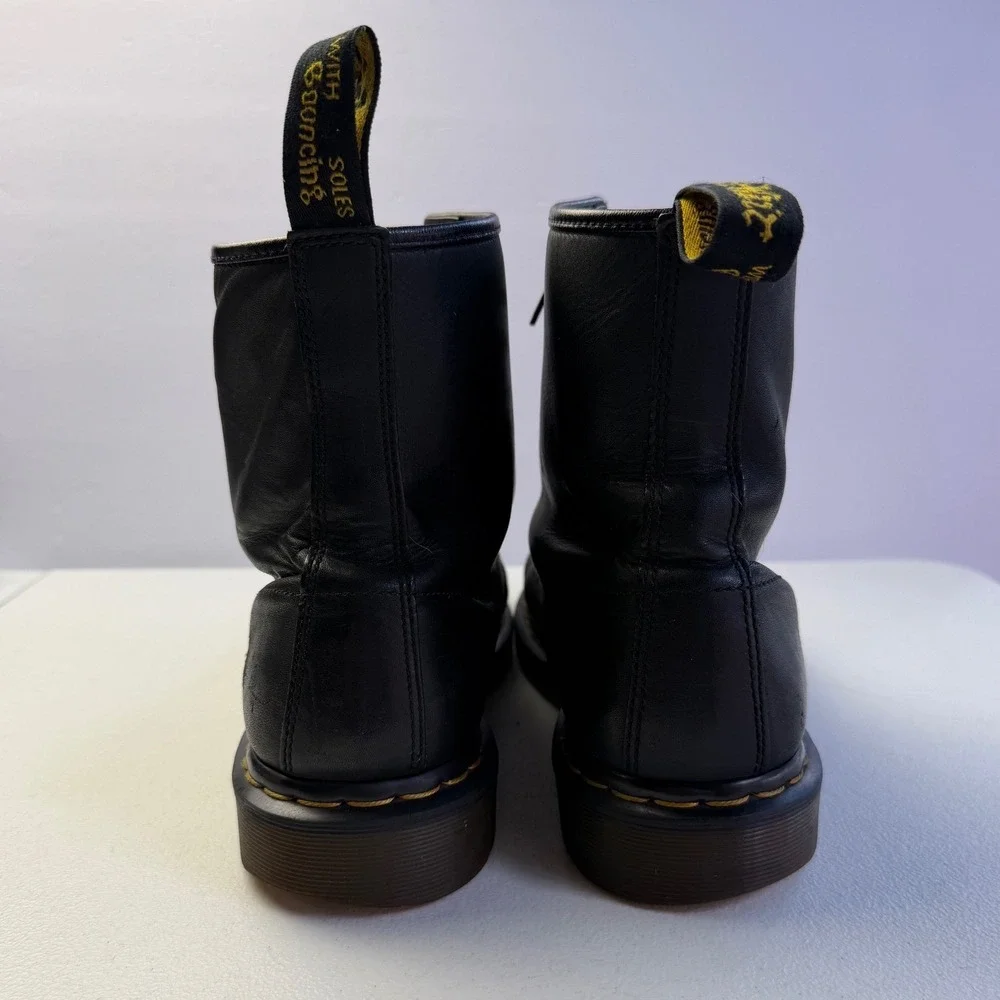 Vintage Dr Martens 1460 England Black Leather Boots 8-Eye Combat Shoes US 13
